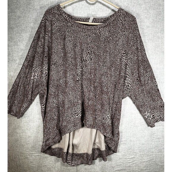 Melissa McCarthy 7 Seven Plus 2X Brown White Animal Print Exposed Zipper Blouse - Picture 1 of 8